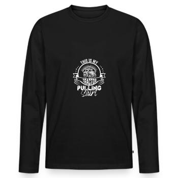 Das ist mein Traktor-Pulling-Shirt - - Männer Premium Bio Langarmshirt - Schwarz - Vorne - Nico (187cm)
