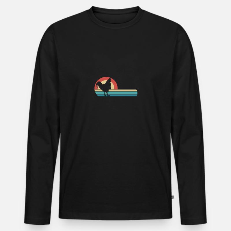 Retro Henne - - Männer Premium Bio Langarmshirt - Schwarz