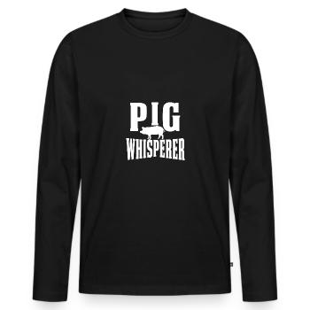 Pig Whisperer 3 - - Men's Premium Organic Long Sleeve Shirt - black - Front - Nico (187cm)