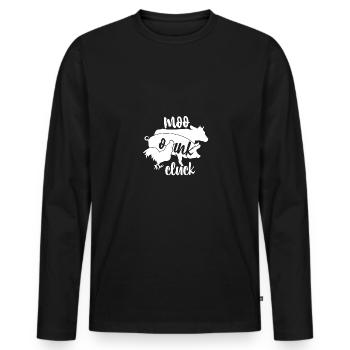 Moo Oink Cluck - - Männer Premium Bio Langarmshirt - Schwarz - Vorne - Nico (187cm)