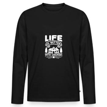 La vie est meilleure avec les poulets 7 - - T-shirt manches longues Premium bio Homme - noir - Devant - Nico (187cm)