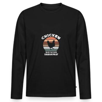 Poulet Le petit déjeuner de caca d’animal - - T-shirt manches longues Premium bio Homme - noir - Devant - Nico (187cm)
