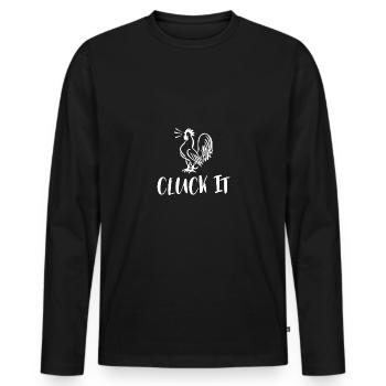 Cluck It 1 - - Men's Premium Organic Long Sleeve Shirt - black - Front - Nico (187cm)