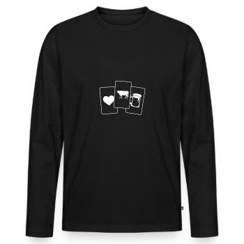 Herz - Bier - Kuh - - Männer Premium Bio Langarmshirt - Schwarz - Vorne - Nico (187cm)