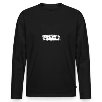 Grunge Rectangle - Herz - Wein - Kaffee - - Männer Premium Bio Langarmshirt - Schwarz - Vorne - Nico (187cm)