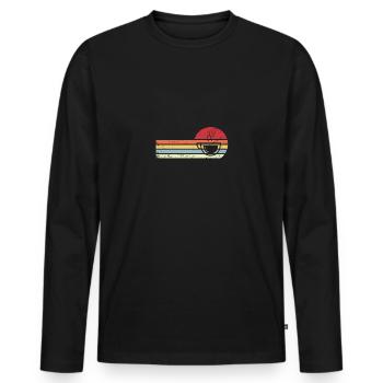 Sonne und Retro-Linien - Kaffee - - Männer Premium Bio Langarmshirt - Schwarz - Vorne - Nico (187cm)