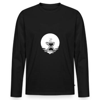Kreis und Spiegelung - Kaffee - - Männer Premium Bio Langarmshirt - Schwarz - Vorne - Nico (187cm)