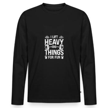 Ich hebe schwere Sachen zum Spaß - - Männer Premium Bio Langarmshirt - Schwarz - Vorne - Nico (187cm)