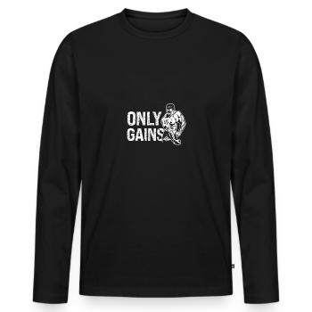 Seules les augmentations - - T-shirt manches longues Premium bio Homme - noir - Devant - Nico (187cm)