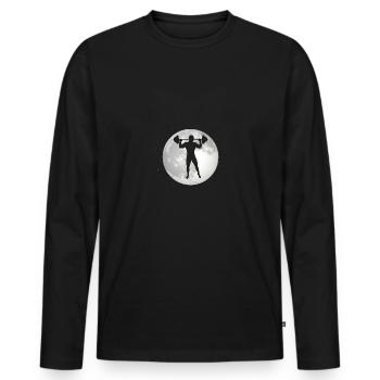 Full Moon - Fitness - - Men's Premium Organic Long Sleeve Shirt - black - Front - Nico (187cm)