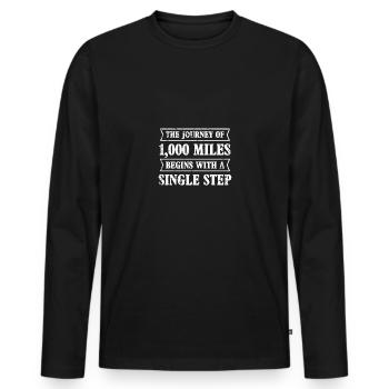 Le voyage de 1000 miles commence par un seul - T-shirt manches longues Premium bio Homme - noir - Devant - Nico (187cm)