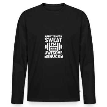 Das ist kein Schweiß, ich verliere geile Soße - - Männer Premium Bio Langarmshirt - Schwarz - Vorne - Nico (187cm)