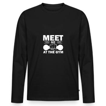 Rencontrez-moi au gymnase 5 - - T-shirt manches longues Premium bio Homme - noir - Devant - Nico (187cm)