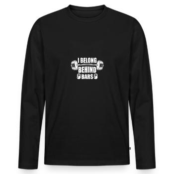 Ich gehöre hinter Gitter - - Männer Premium Bio Langarmshirt - Schwarz - Vorne - Nico (187cm)