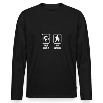 Deine Welt Meine Welt - Basketball spielender Kerl - Männer Premium Bio Langarmshirt - Schwarz - Vorne - Nico (187cm)