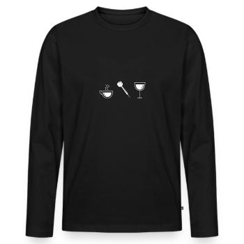 Vin - Café - Fléchettes - - T-shirt manches longues Premium bio Homme - noir - Devant - Nico (187cm)