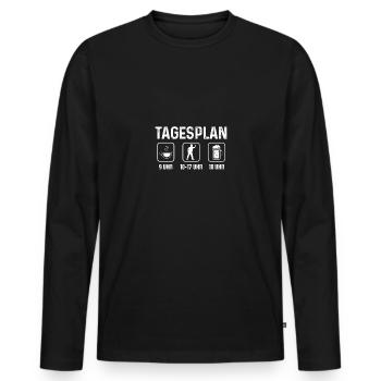 Tagesplan - Dartspieler - - Männer Premium Bio Langarmshirt - Schwarz - Vorne - Nico (187cm)
