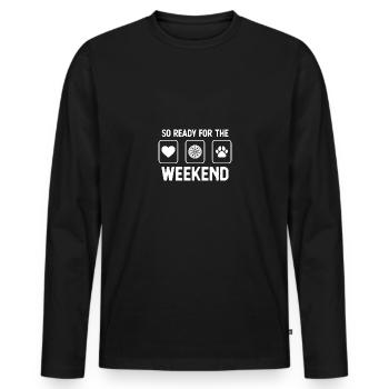 Si prêt pour le week-end - Patte de chien - Fléchettes - T-shirt manches longues Premium bio Homme - noir - Devant - Nico (187cm)