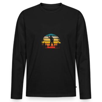 Retro Sun - Dart Player - - Men's Premium Organic Long Sleeve Shirt - black - Front - Nico (187cm)