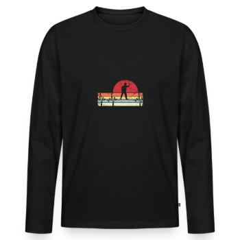 Retro Linien - Herzschlag - Dart Spieler - - Männer Premium Bio Langarmshirt - Schwarz - Vorne - Nico (187cm)