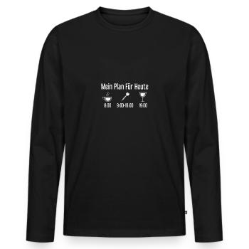Mein Plan Für Heute 1 - Dart - - Männer Premium Bio Langarmshirt - Schwarz - Vorne - Nico (187cm)