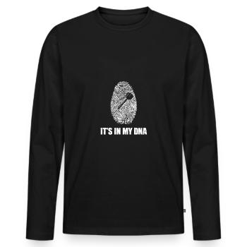 C’est dans mon ADN - fléchette - - T-shirt manches longues Premium bio Homme - noir - Devant - Nico (187cm)