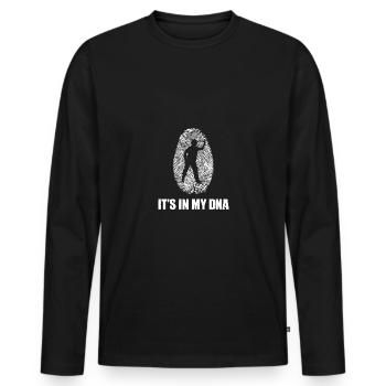 C’est dans mon ADN - joueur de fléchettes - - T-shirt manches longues Premium bio Homme - noir - Devant - Nico (187cm)
