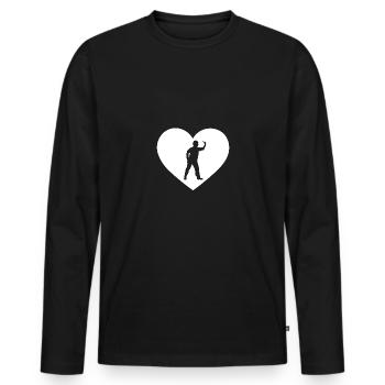 Heart shape - darts player - - Men's Premium Organic Long Sleeve Shirt - black - Front - Nico (187cm)