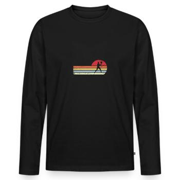 Sun et Retro Lines - Tennis Playing Man - - T-shirt manches longues Premium bio Homme - noir - Devant - Nico (187cm)