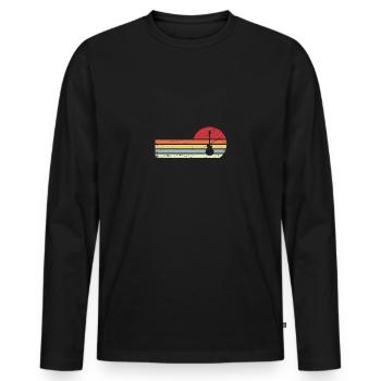 Sun and Retro Lines - Guitare - - T-shirt manches longues Premium bio Homme - noir - Devant - Nico (187cm)