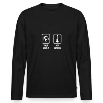 Deine Welt Meine Welt - Gitarre - - Men's Premium Organic Long Sleeve Shirt - black - Front - Nico (187cm)