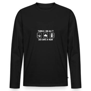 Je pense que je fais 24 heures sur 24, 7 jours sur 7, 365 jours par an - bière - - T-shirt manches longues Premium bio Homme - noir - Devant - Nico (187cm)