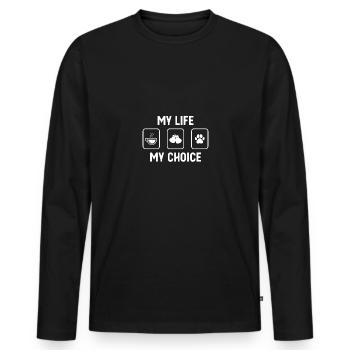 My Life, My Choice - Dog's Paw - Boxing Glove - Men's Premium Organic Long Sleeve Shirt - black - Front - Nico (187cm)