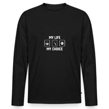 Ma vie, mon choix - Patte de chien - Chasse - - T-shirt manches longues Premium bio Homme - noir - Devant - Nico (187cm)