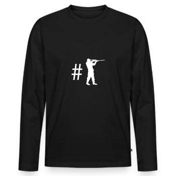 Hashtag - Guy on the hunt - - Men's Premium Organic Long Sleeve Shirt - black - Front - Nico (187cm)