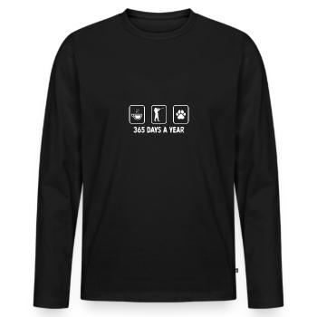 365 jours par an - patte de chien - homme à la chasse - T-shirt manches longues Premium bio Homme - noir - Devant - Nico (187cm)