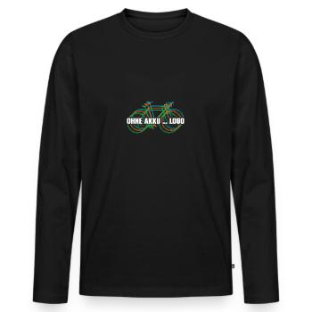 Fahrrad fahren ohne Akku - logisch - Männer Premium Bio Langarmshirt - Schwarz - Vorne - Nico (187cm)