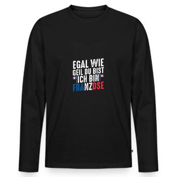 French French France - Men's Premium Organic Long Sleeve Shirt - black - Front - Nico (187cm)
