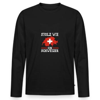 Schweizer Schweiz - Männer Premium Bio Langarmshirt - Schwarz - Vorne - Nico (187cm)