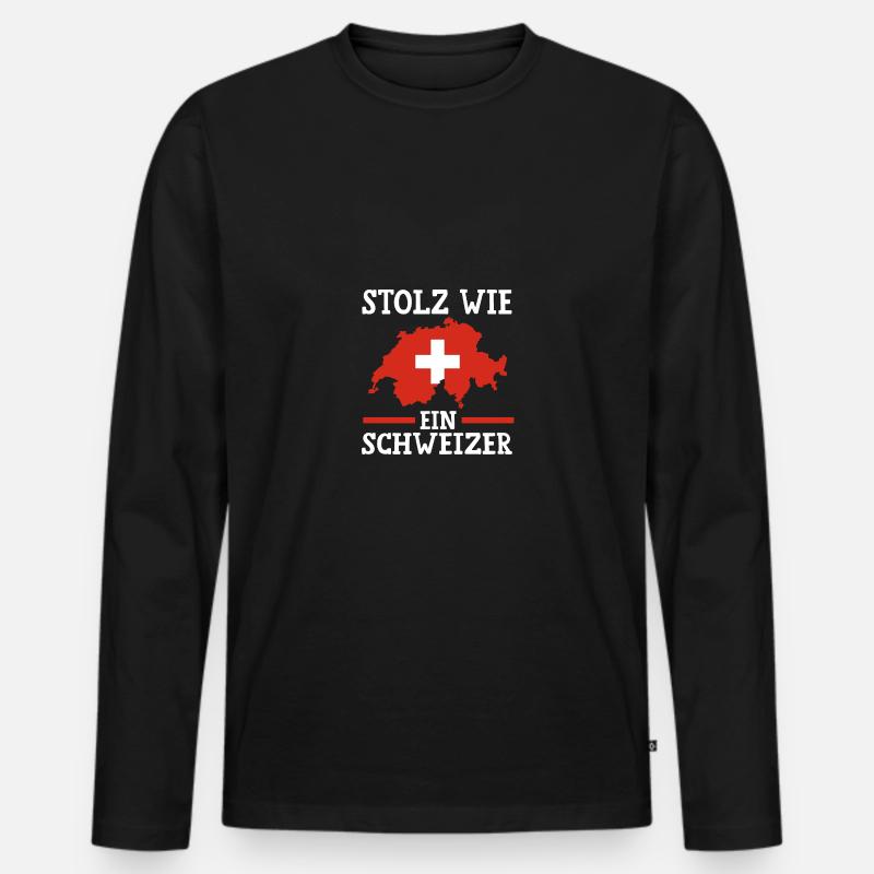 Schweizer Schweiz - Männer Premium Bio Langarmshirt - Schwarz