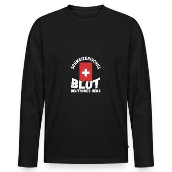 Swiss Switzerland - Men's Premium Organic Long Sleeve Shirt - black - Front - Nico (187cm)