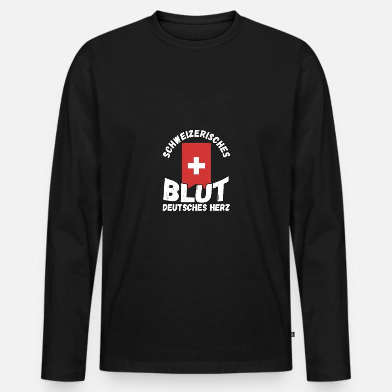 Schweizer Schweiz - Männer Premium Bio Langarmshirt - Schwarz