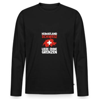 Schweizer Schweiz - Männer Premium Bio Langarmshirt - Schwarz - Vorne - Nico (187cm)