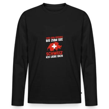Schweizer Schweiz - Männer Premium Bio Langarmshirt - Schwarz - Vorne - Nico (187cm)