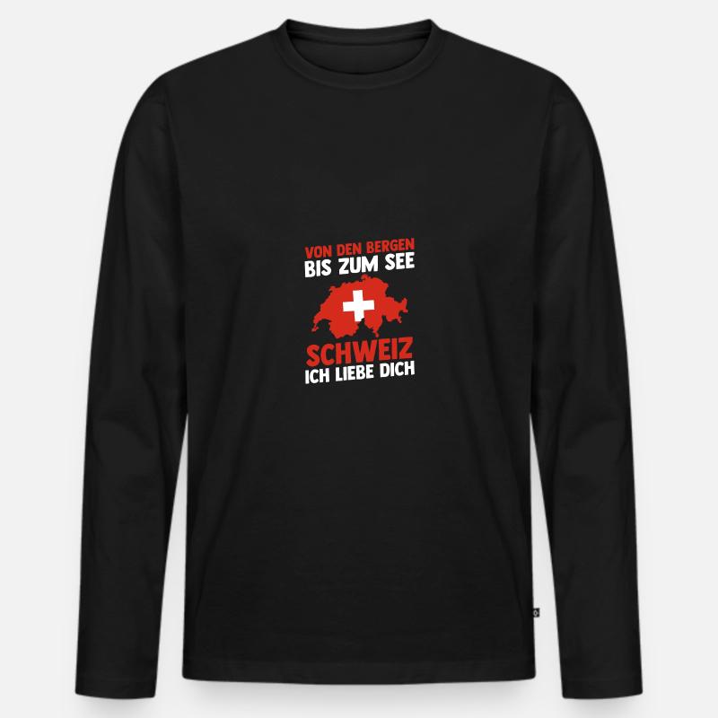 Schweizer Schweiz - Männer Premium Bio Langarmshirt - Schwarz