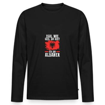 Albanais Albanais Albanie - T-shirt manches longues Premium bio Homme - noir - Devant - Nico (187cm)