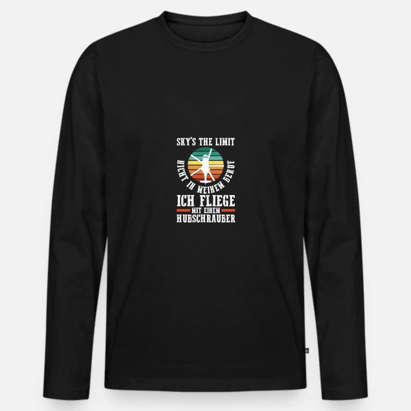 Pilot Helikopter Hubschrauber - Männer Premium Bio Langarmshirt - Schwarz