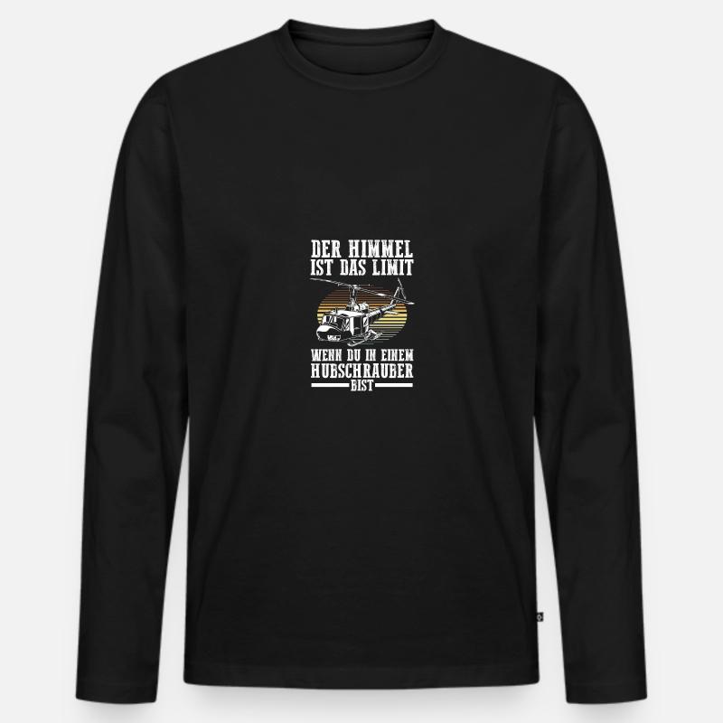 Pilot Helikopter Hubschrauber - Männer Premium Bio Langarmshirt - Schwarz