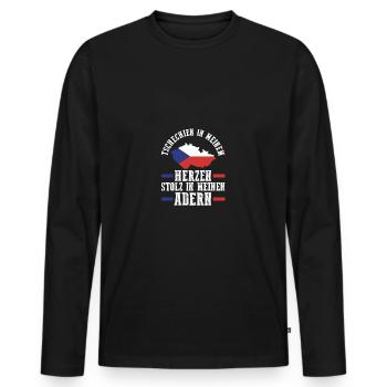 Tchèques République tchèque - T-shirt manches longues Premium bio Homme - noir - Devant - Nico (187cm)