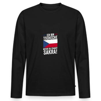 Tchèques République tchèque - T-shirt manches longues Premium bio Homme - noir - Devant - Nico (187cm)